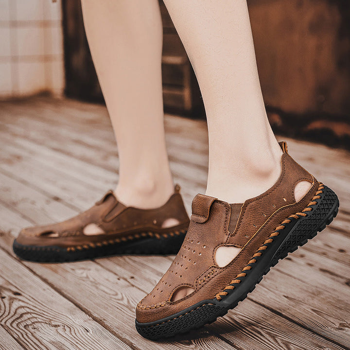 Herren atmungsaktive Leder Sandalen Drune