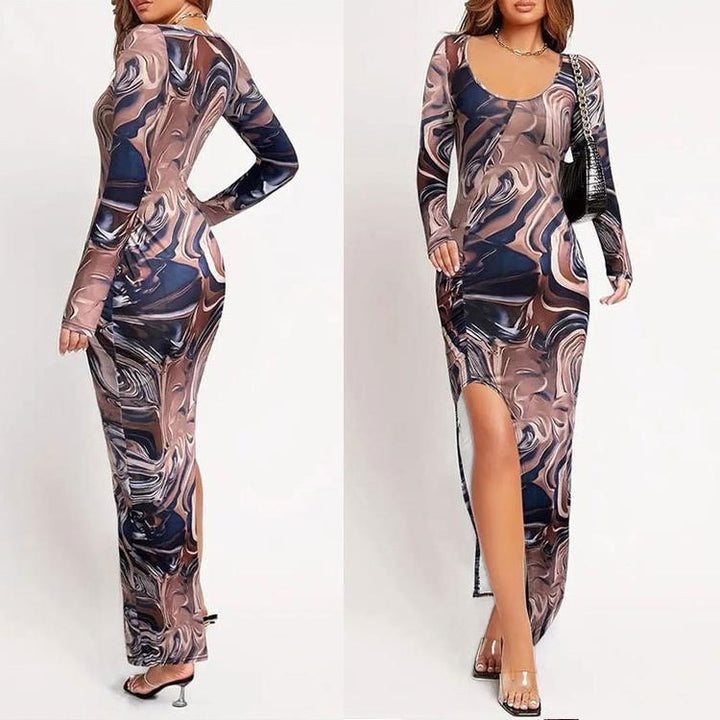 Damen Elegantes Maxikleid mit raffiniertem Schnitt und seitlichem Schlitz Drune