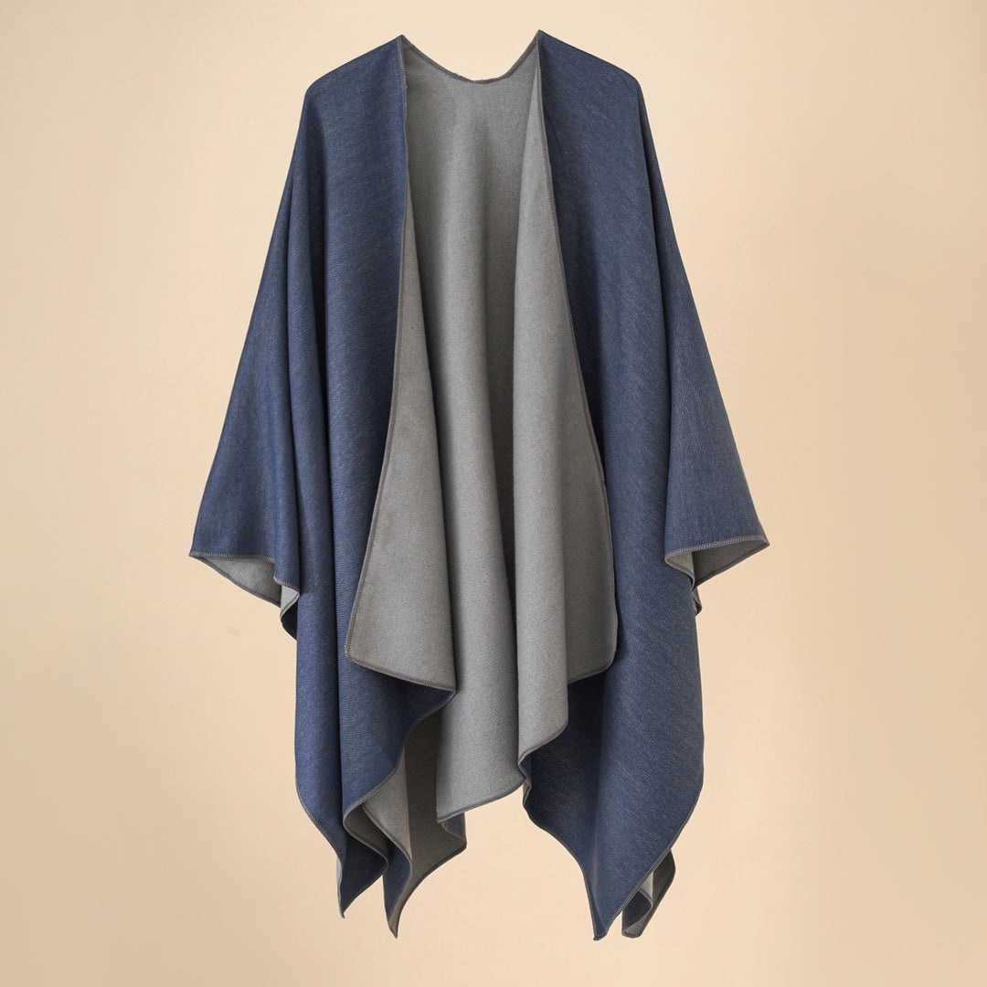 Damen Wohlfühl-Poncho aus weichem Wollmix mit elegantem Schnitt Drune