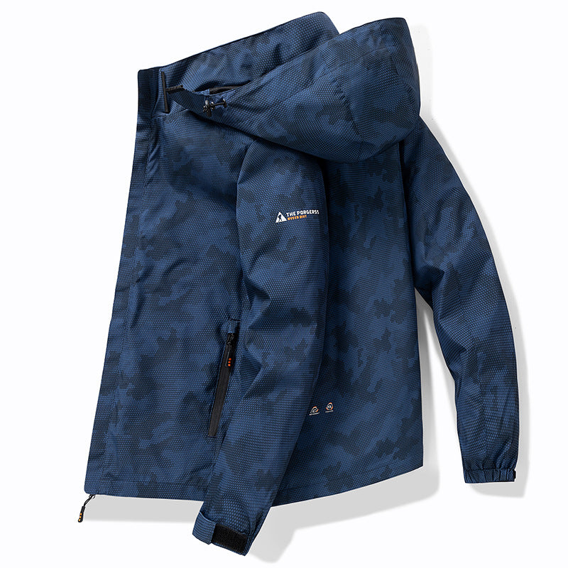 Herren Wetterfeste Outdoor-Jacke mit verstellbarem Kapuzenkragen Drune