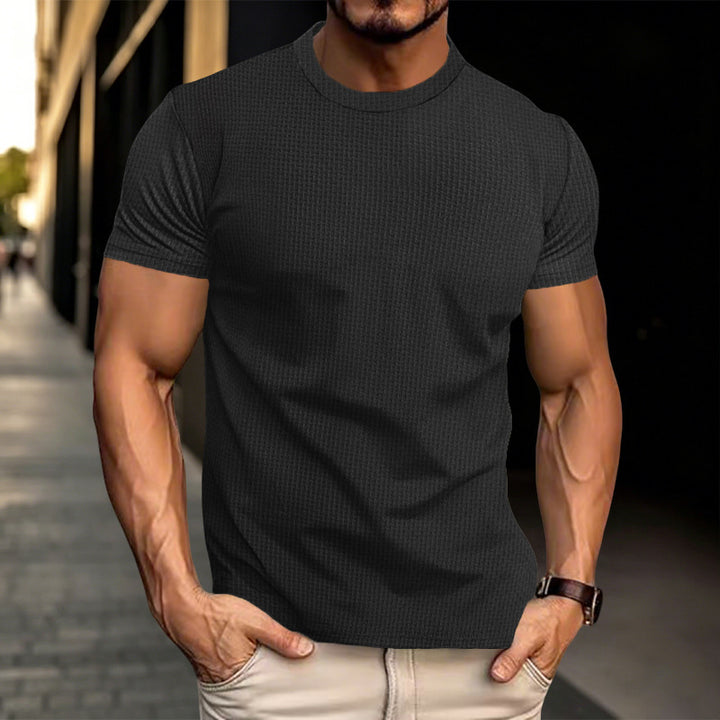 Herren Strukturiertes Kurzarm-T-Shirt aus Feinstrick Drune