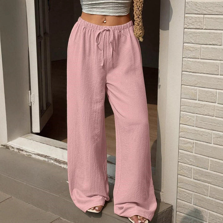 Damen weite Palazzo-Hose aus leichtem und atmungsaktivem Material mit elastischem Bund Drune