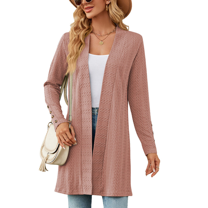 Damen Strickmantel mit modischem Zopfmuster und eleganten Knopfdetails Drune