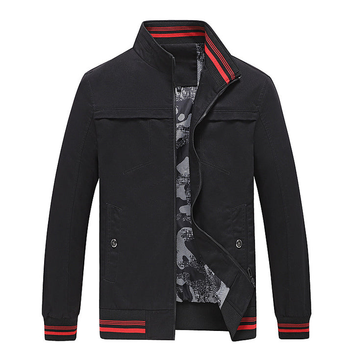 Herren Leichter Stehkragen-Blouson mit gestreiften Rippbündchen und Camouflage-Innenfutter Drune