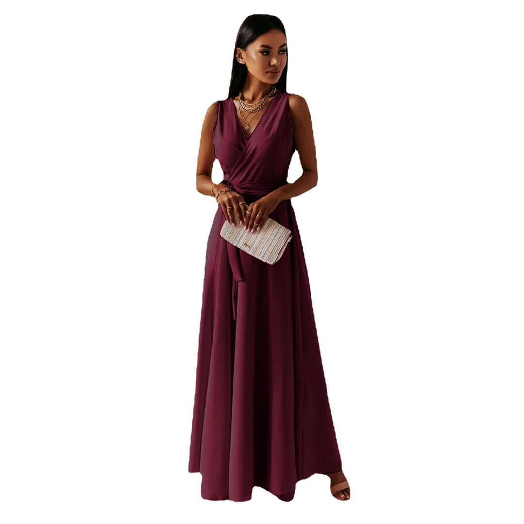 Damen Elegantes Wickelkleid mit Fließendem Schnitt Drune