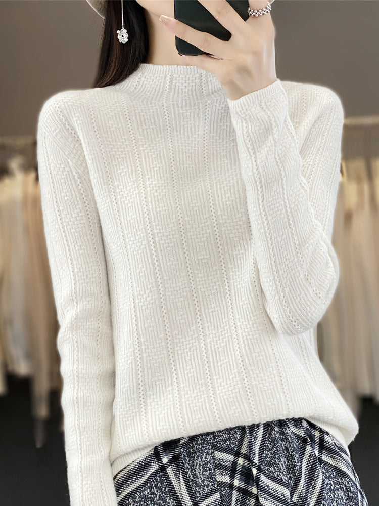Damen Strukturierter Mockneck-Pullover aus kaschmirähnlicher Wollmischung Drune
