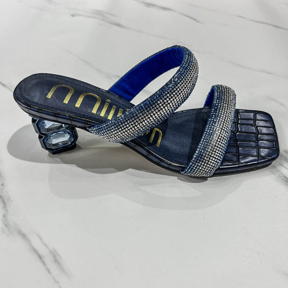Damen Glamouröse Sandalen mit funkelnden Riemen und einzigartigem Blockabsatz Drune