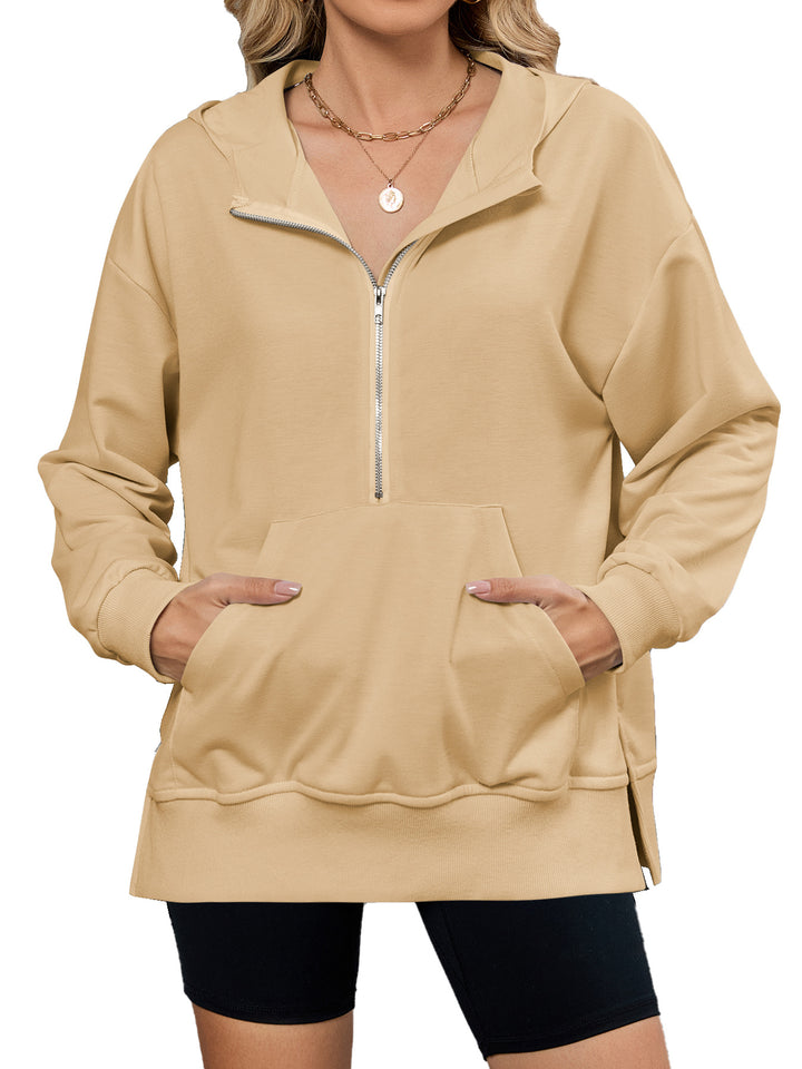 Damen Kapuzenpullover mit durchgehendem Reißverschluss und Taschen Drune
