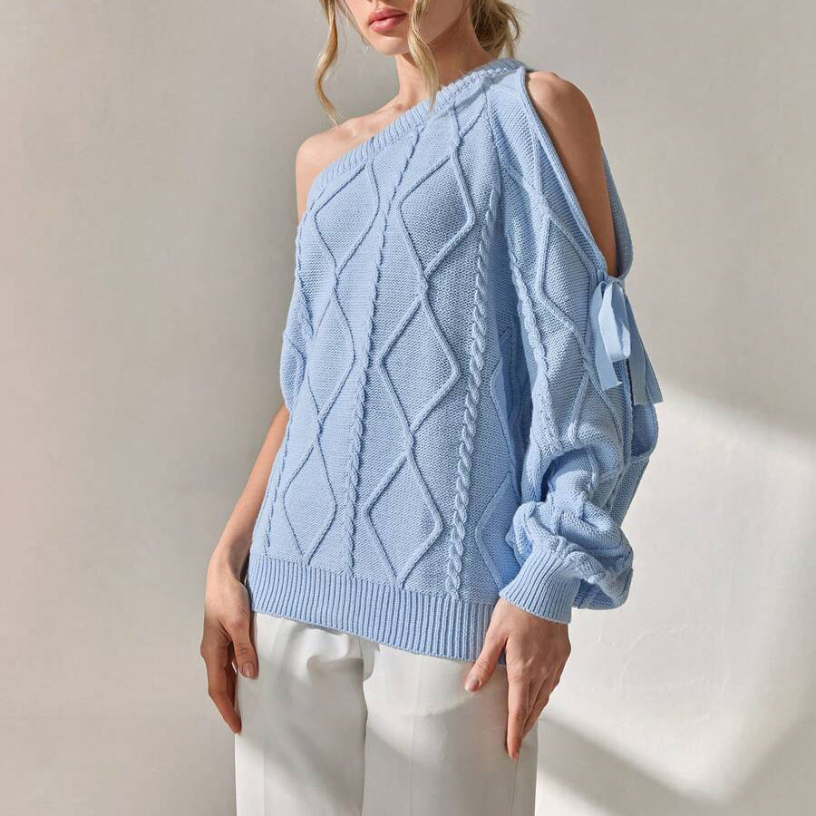 Damen Strickpullover mit asymmetrischen Cut-Out-Details und elegantem Rippdesign Drune