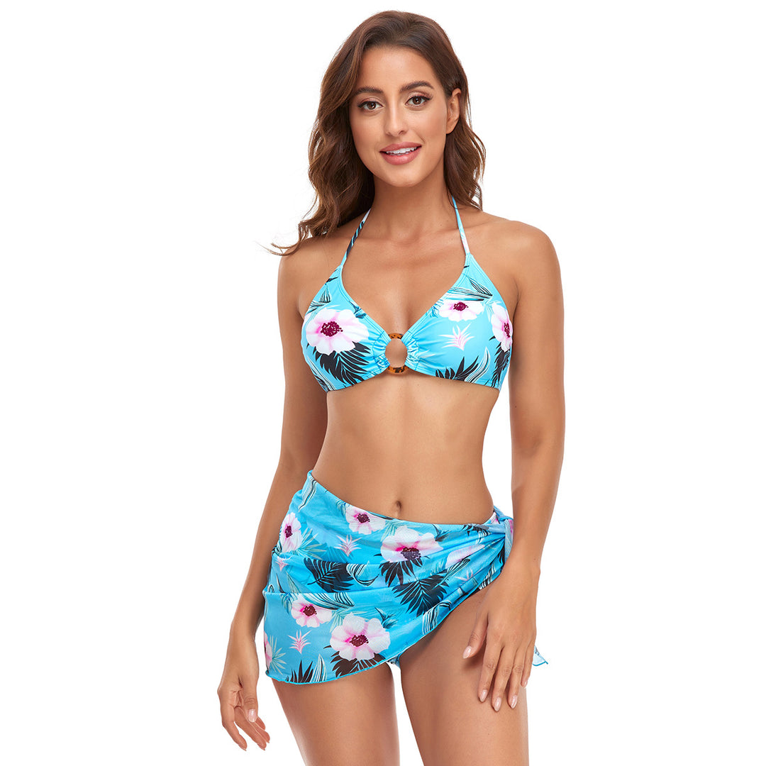 Damen Bikini-Set mit schickem Knotendetail und floralem Unterteil Drune