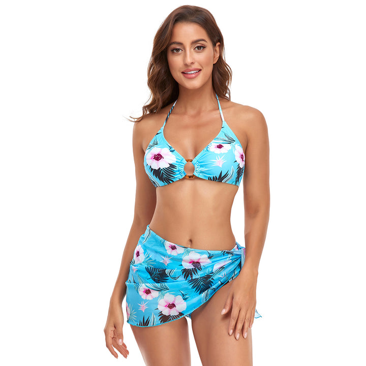Damen Bikini-Set mit schickem Knotendetail und floralem Unterteil Drune