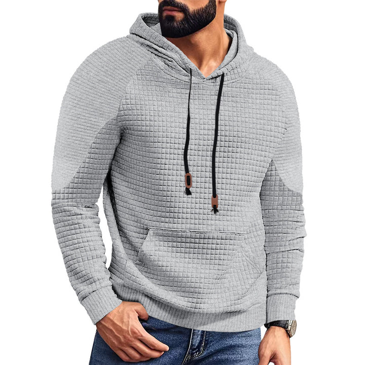 Herren nan Kapuzenpullover mit quadratischer Struktur, Raglanärmeln und Kängurutasche Drune