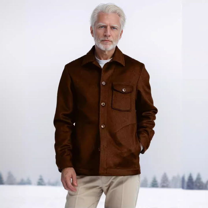 Herren Hemdenjacke aus Wollmix mit aufgesetzter Brusttasche und klassischem Hemdkragen Drune
