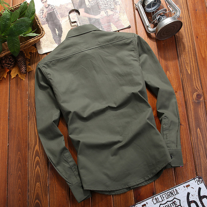 Herren Military-Hemdjacke mit Schulterklappen und Pattentaschen Drune