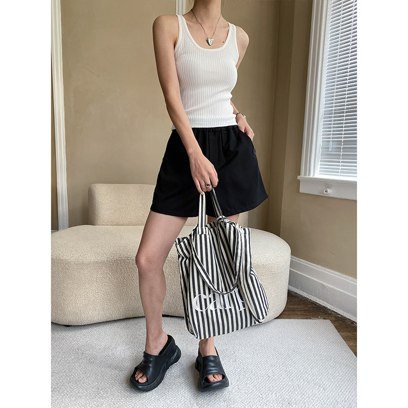 Damen lässiges Top mit feinem Rippenmuster und femininer Silhouette Drune