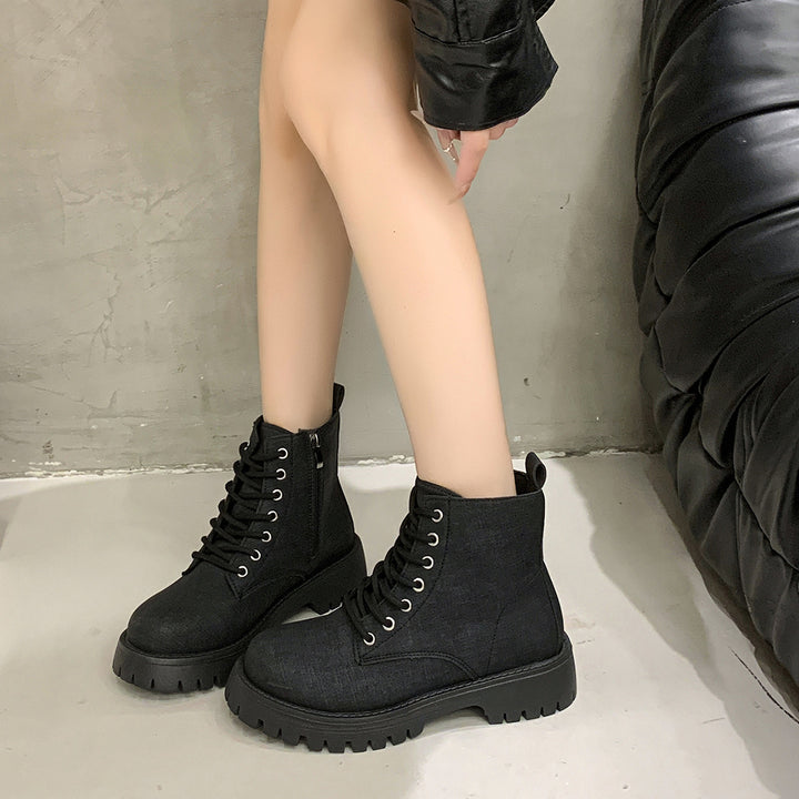 Damen nan robuste Schnür-Boots mit tiefem Profil, gepolstertem Komfortfußbett und seitlichem Reißverschluss Drune