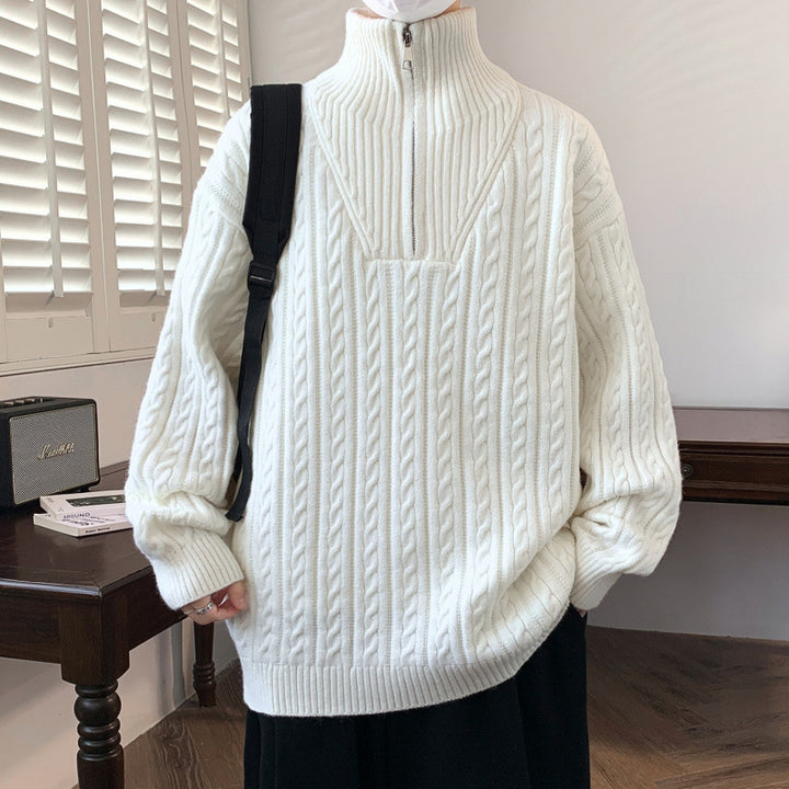 Damen Grobstrickpullover mit Stehkragen Drune