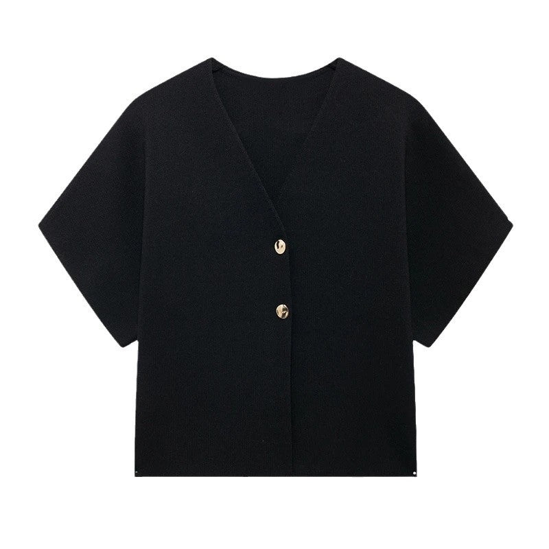 Damen Modische Kurzjacke mit weitem Schnitt und dekorativen Knöpfen Drune
