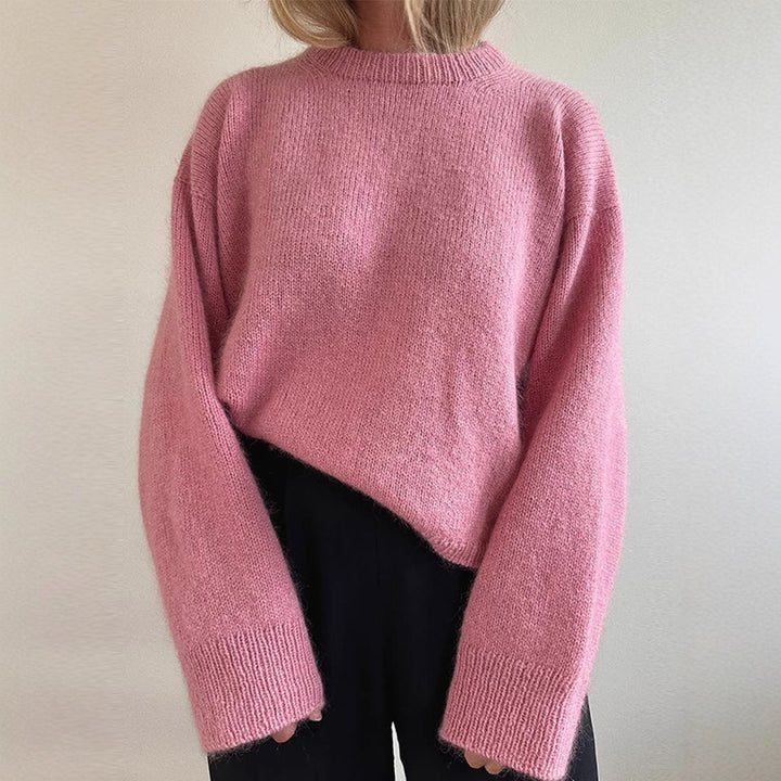Damen Oversized Mohair-Mix Pullover mit weiter Silhouette und gerippten Bündchen Drune