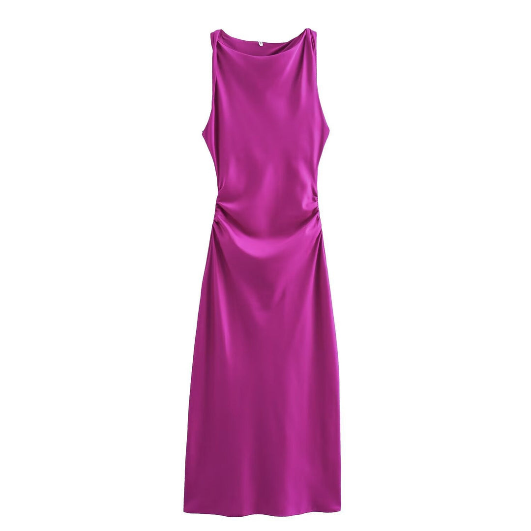 Damen elegantes Sommerkleid mit fließendem Schnitt und charmanten Rüschendetails Drune