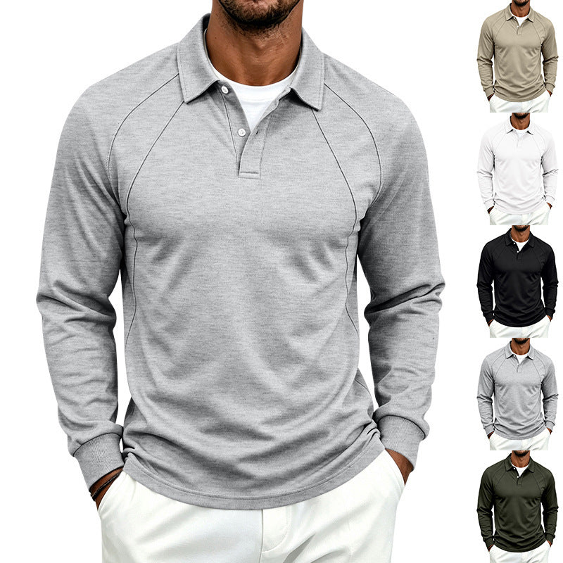 Herren Polo-Sweatshirt mit Raglanärmeln, Halbknopfleiste und Rippbündchen Drune