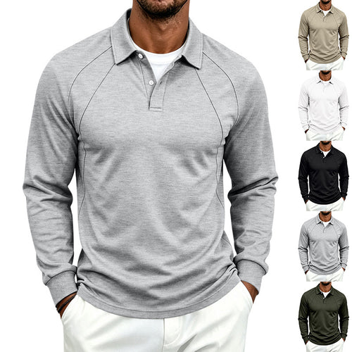 Herren Polo-Sweatshirt mit Raglanärmeln, Halbknopfleiste und Rippbündchen Drune