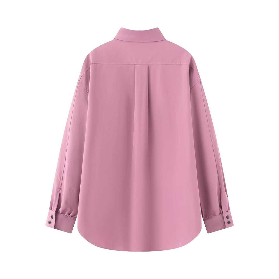 Damen Oversize-Hemdbluse mit großen Pattentaschen und verlängertem Saum Drune