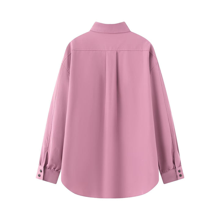 Damen Oversize-Hemdbluse mit großen Pattentaschen und verlängertem Saum Drune