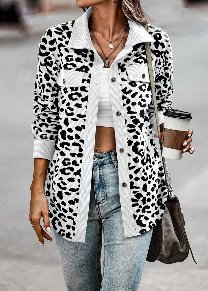 Damen Lockere Katzenmuster Hemdjacke Drune