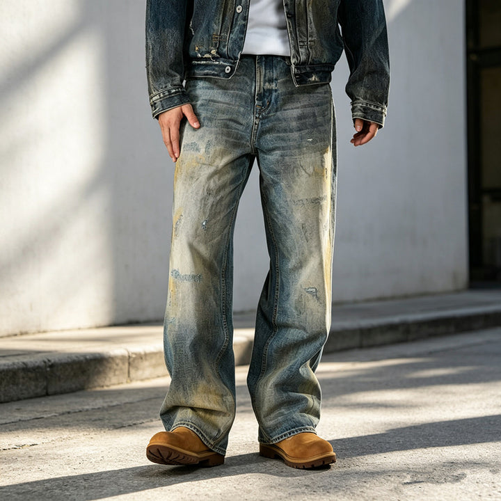 Herren Weit geschnittene Slim-Fit Jeans Drune