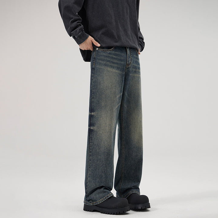 Herren Locker geschnittene Vintage-Denim Jeans mit extra weitem Bein Drune