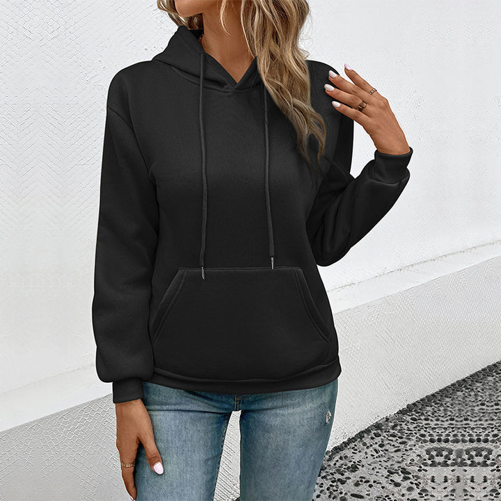 Damen Klassischer Kapuzenpullover mit Kängurutasche und schmaler Bündchenpassform Drune