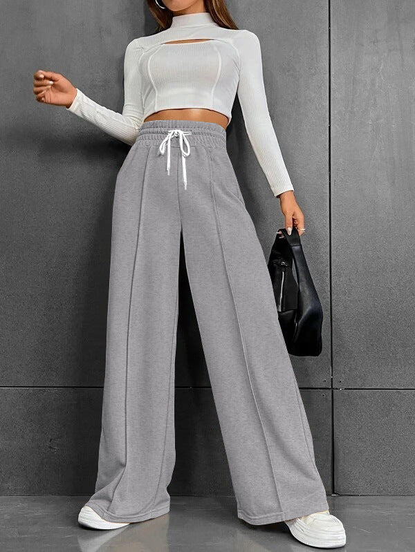 Damen weite Freizeit-Hose mit elastischem Bund und seitlichen Taschen Drune