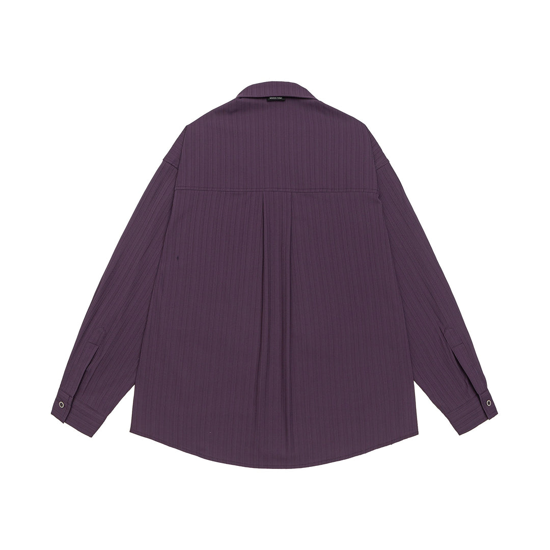 Unisex Oversize-Hemd mit feiner Rippenstruktur, Brusttasche und Kentkragen Drune