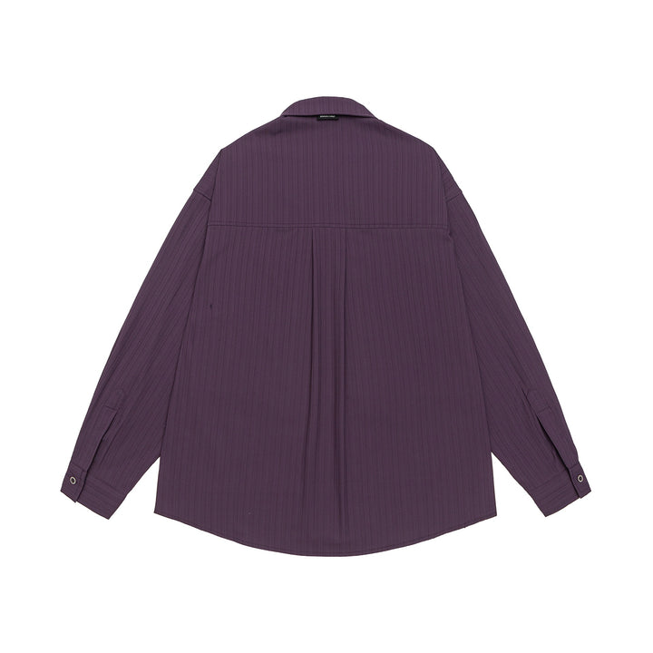 Unisex Oversize-Hemd mit feiner Rippenstruktur, Brusttasche und Kentkragen Drune