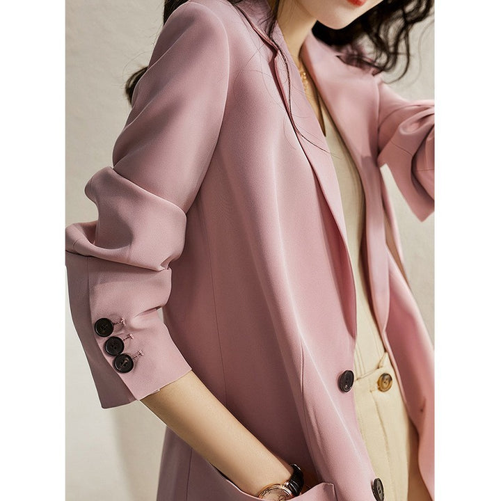 Damen Leichter taillierter Einreiher-Blazer mit krempelbaren dreiviertel-Ärmeln Drune