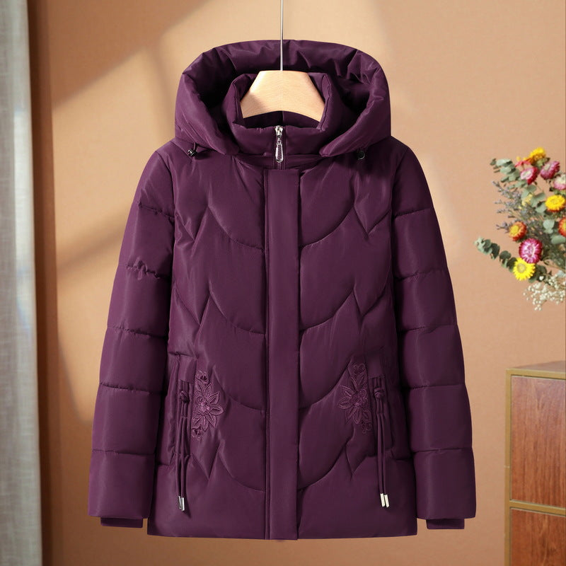 Damen nan gesteppte Thermo-Outdoorjacke mit ergonomischer Kapuze und floraler Taschenstickerei Drune