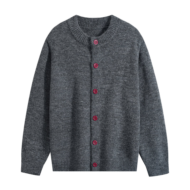 Damen Oversize-Strickjacke mit Rundhalsausschnitt, Rippsaum & Kontrastknöpfen Drune