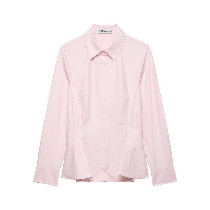 Damen Taillierter Hemdblazer mit verdeckter Knopfleiste, Eingrifftaschen und schmaler Silhouette Drune