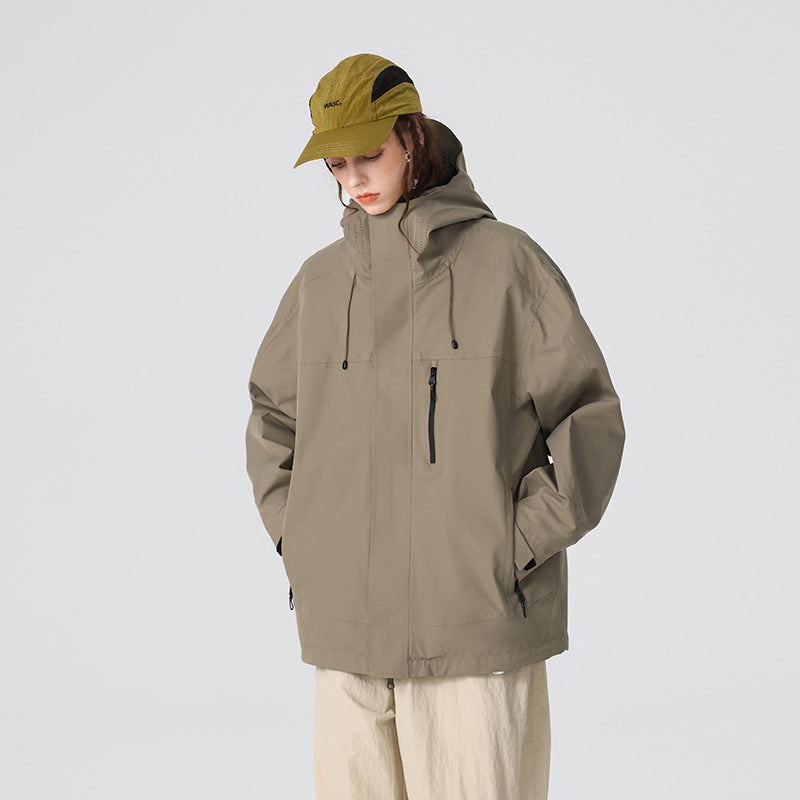Herren Technische Regen- und Softshell-Jacke mit verstellbarer Kapuze und Brustreißverschluss Drune