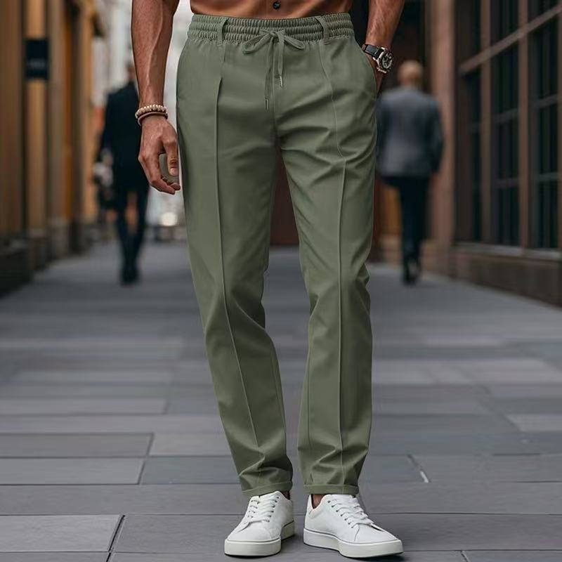 Herren elegante Freizeit-Hose mit elastischem Bund und seitlichen Eingrifftaschen Drune