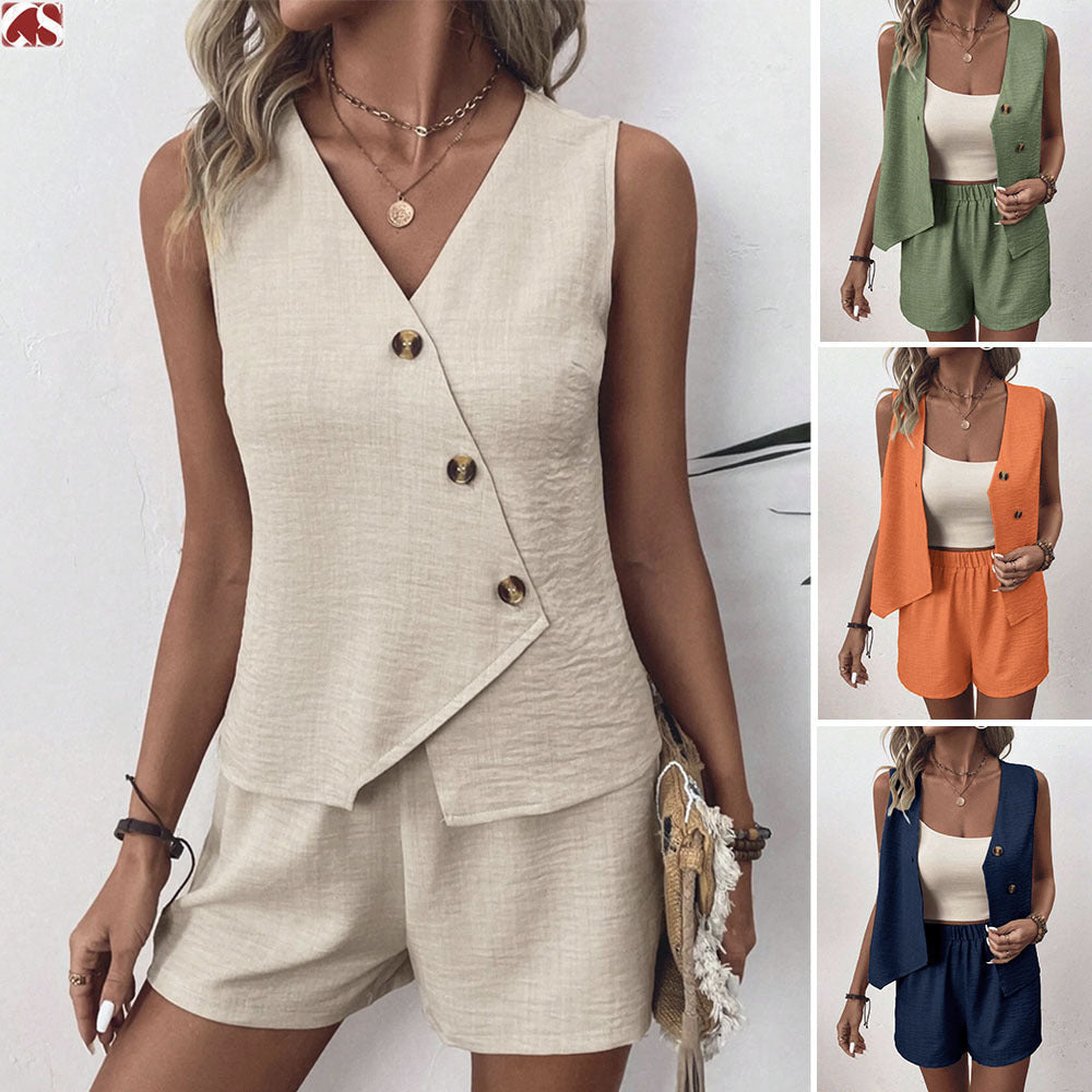 Damen eleganter Jumpsuit mit raffiniertem Wickeldesign Drune