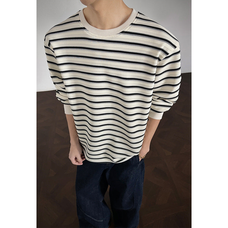 Herren Lässiges gestreiftes Langarm-Shirt Drune