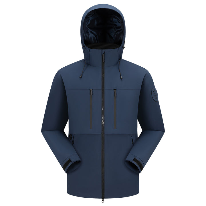 Herren Wasserdichte atmungsaktive Softshell Outdoorjacke mit verstellbarer Kapuze Drune
