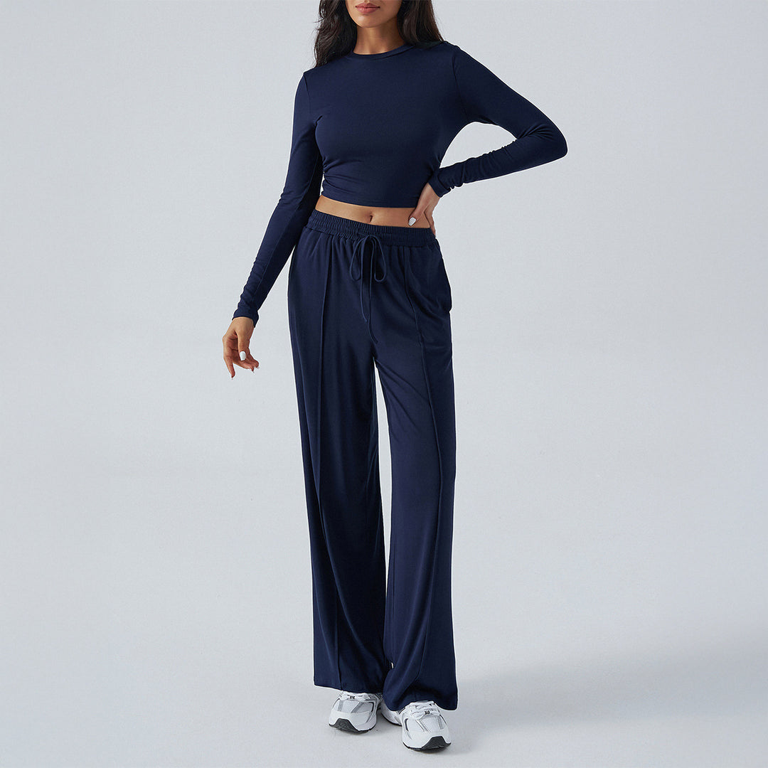 Damen nan weite Loungehose mit elastischem Kordelbund und fließender Jersey‑Qualität Drune