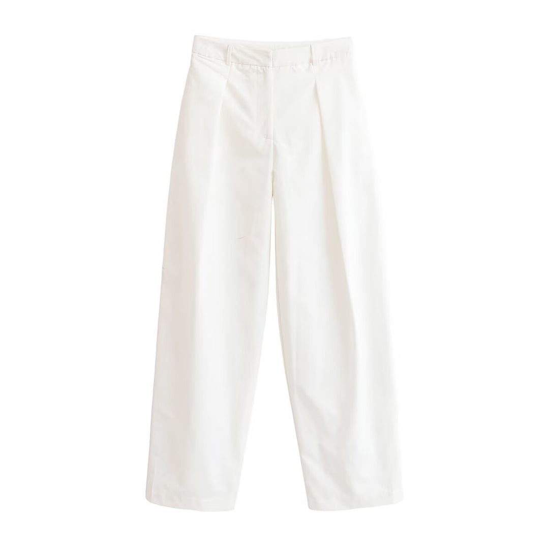 Damen Elegante High‑Waist Palazzo‑Hose mit Bügelfalte und geradem weitem Bein Drune