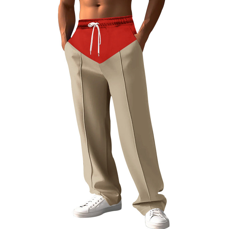 Herren nan Relaxed-Fit Sweathose mit V-Bund, Kordelzug, Eingrifftaschen und sichtbarer Bügelfalte Drune