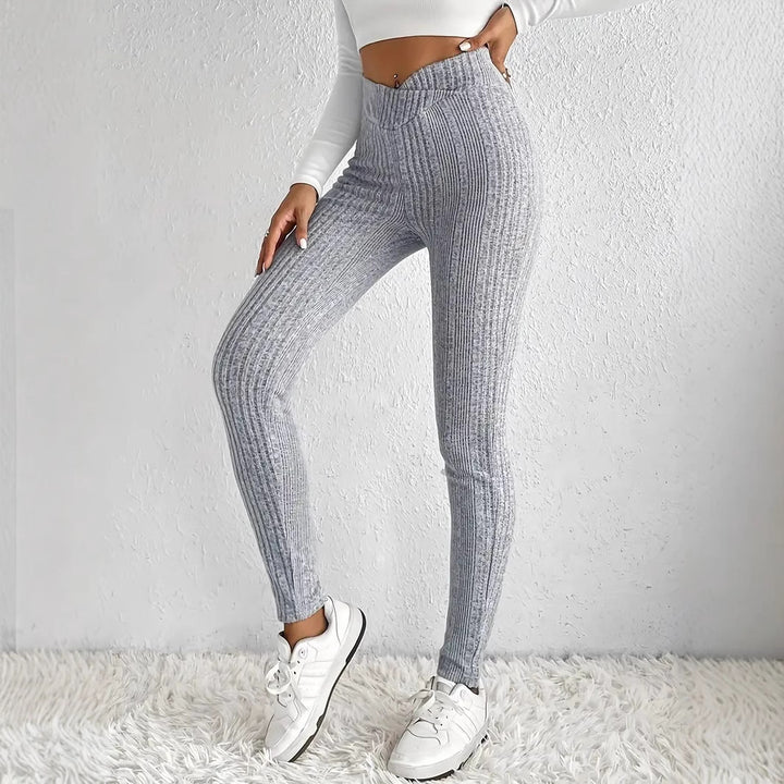 Damen Hochtaillierte Rippstrick-Leggings mit figurformender Passform Drune