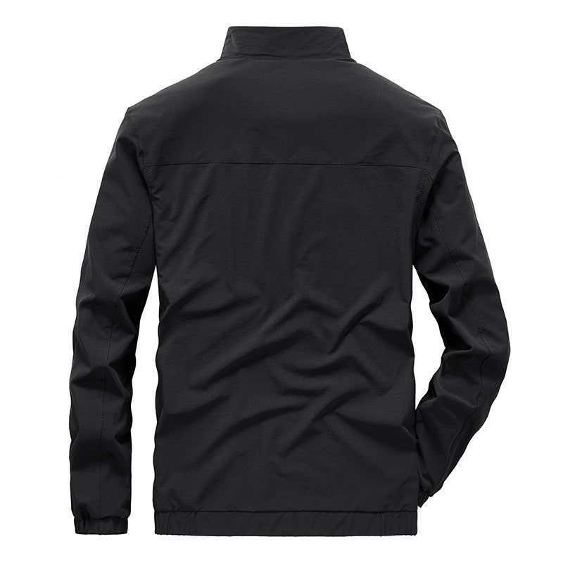 Herren Leichte Softshell-Windjacke mit Stehkragen wasserabweisenden Reißverschlüssen und Mesh-Innenfutter Drune