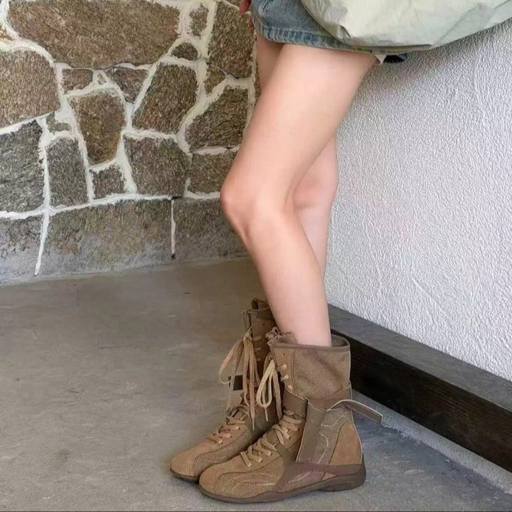 Damen Modische und Bequeme Schnürstiefel Drune